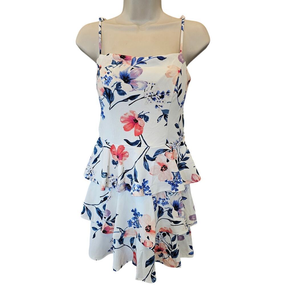 Trixxi skater teired pocket dress floral cut out coquette cottagecore EUC M